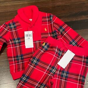 Ralph Lauren Red Plaid Baby Set